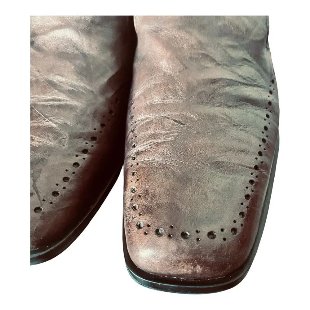 Rockport Men’s Dress Casual Slip On Shoes Size 12D Brown Square Toe Brogue